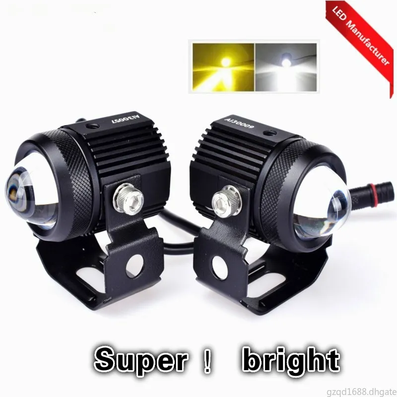 2Pieces BA20DH4 T19 H6 H7 Moto ATV SUVTractor Jeep Yacht Truck Dual Color 30W Working Fog Lights Universal LED Headlights External Spotlight