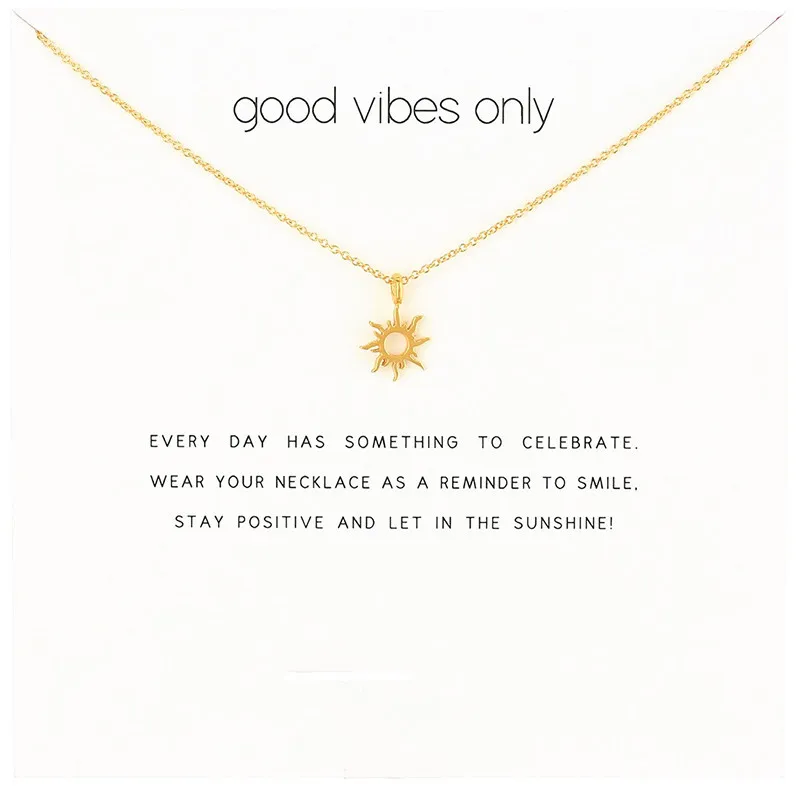 Chian Choker Necklaces With Card Gold Silver Sunshine Pendant Necklace For Fashion women Jewelry GOOD VIBES ONLY