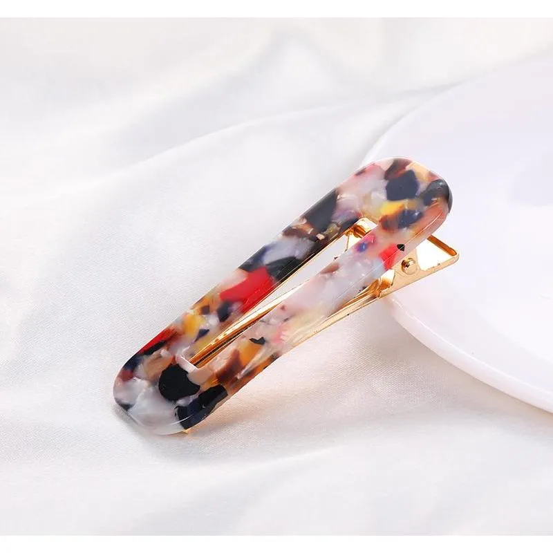 cute style acrylic hair clip for girls women water drop shape leopard marble textured geometric duckbill barrette hairpin hair