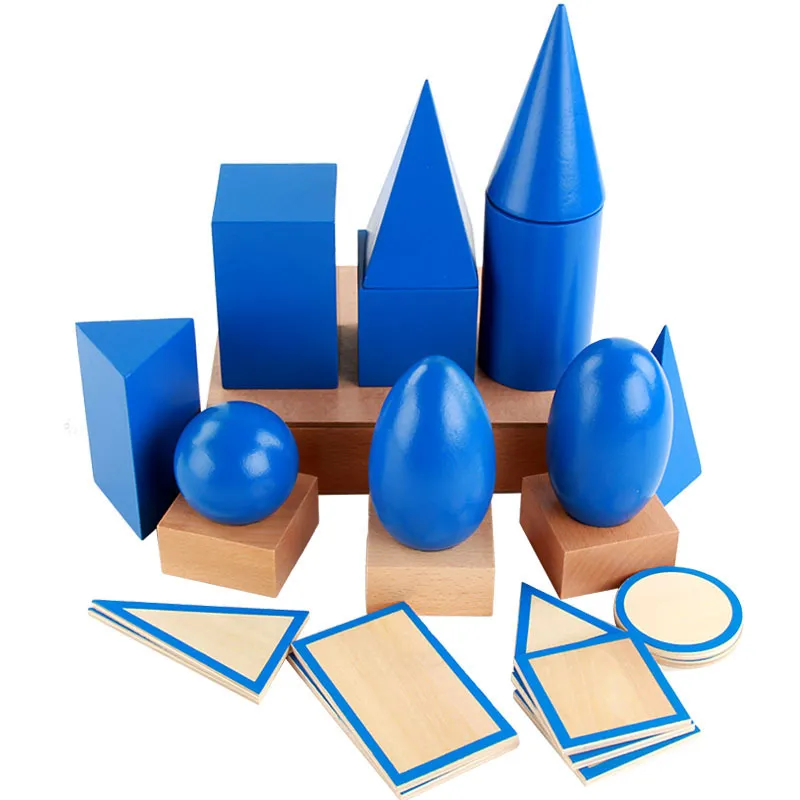 Grandes formas 3D Sólidos geométricos de madera Montessori Geometría Set Juguetes Juegos de matemáticas Juguetes Bloques Niños Preescolar Aprendizaje Juguetes Regalos C0119