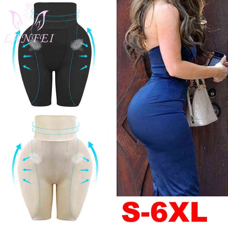 LANFEI Butt Lifter Mutandine imbottite per le donne Donne Culo finto Glutei Spugna elastica Pad Vita alta Body Shaper Slim Coscia modellante Pant Y220311