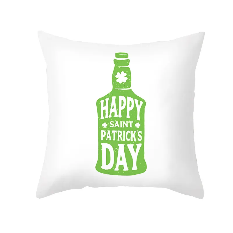 St. Patrick`s Day Throw Pillow Covers 18 x 18 Inches Shamrock Peach Skin Cushion Cover Irish Pillowcase Beer Gnome Decor for Sofa Couch