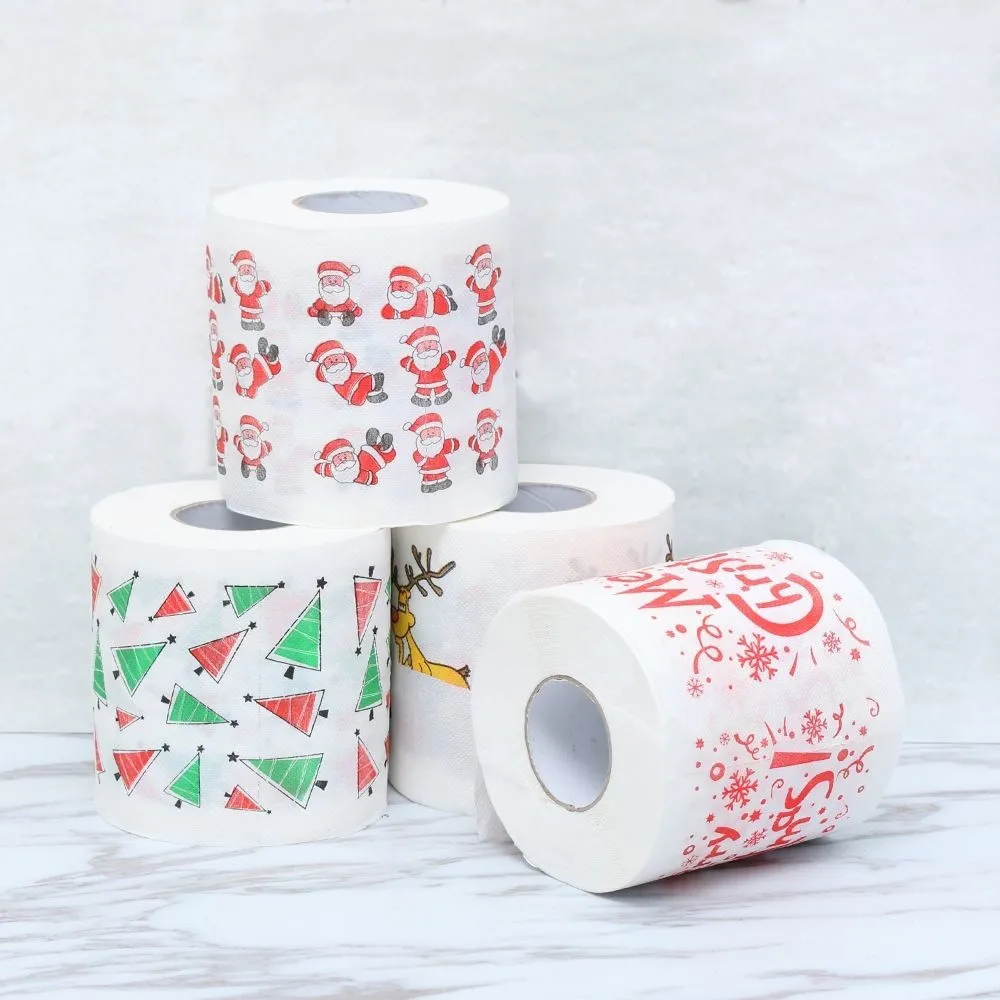 Wesołych Świąt Christmas Toaleta Papier Kreatywny Drukowanie Wzór Serii Rolka Papierów Moda Śmieszne Nowość Prezent Eco Przyjazny Przenośny Darmowy DHL
