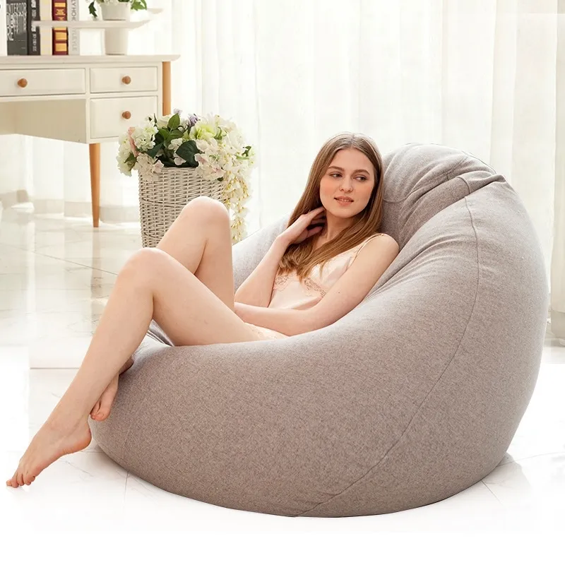 Zitzak Sofa Cover Lounger Stoel Sofa Seat Woonkamer Meubels Zonder Vulmiddel Zitzak Slaapbank Poef Bladerdeeg Couch Lazy tatami T200601