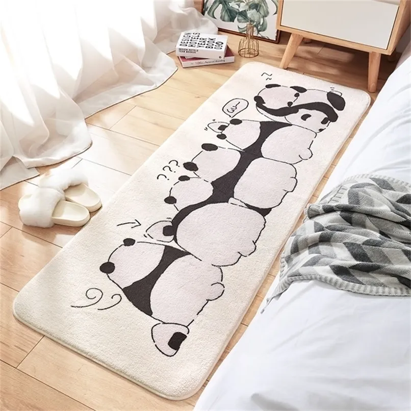 Cartoon Creative Bedroom Long Rug Super-density Fluffy Bedside Carpet med absorberande glidande badrum Dörrmatta Rugs 220301