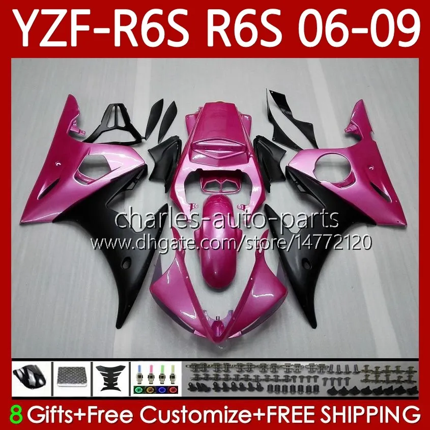 OEM glänzend rosa Karosserie für Yamaha YZF-R6S YZF R6S 600CC YZF-600 2006 2007 2008 2009 Karosserie 96No.53 YZF R6 S 600 CC YZFR6S 06 07 08 09 YZF600 2006-2009 Motorradverkleidung