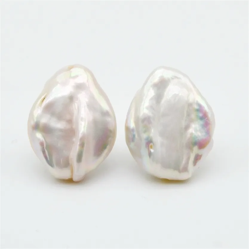 Boucles d'oreilles en perles pour femmes, perles surdimensionnées, argent 925 baroque naturel blanc, cadeau dames 220125