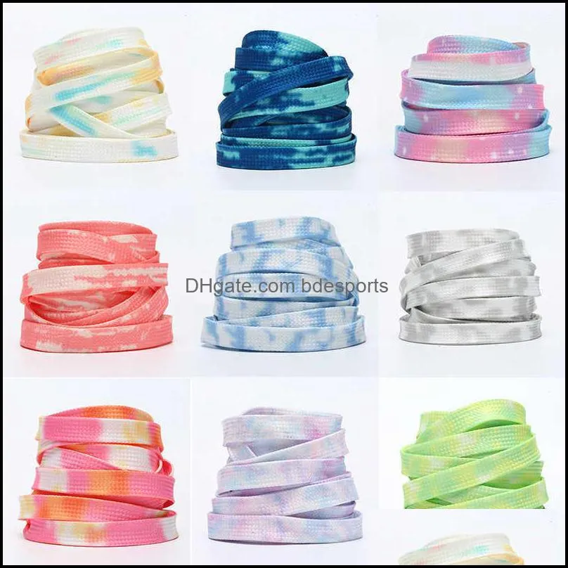 wholesale 2022 Tie Dye shoelaces Canvas shoes rope white grey blue Mint Green rust Pink fashion colorful laces length 100-180 cm Not sold