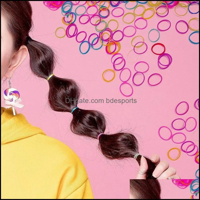 1000Pcs/pack Girls Nylon Colorful Rubber Band Elastic Hair Bands Headband Children Ponytail Holder Bands Kids Ornaments Hairs