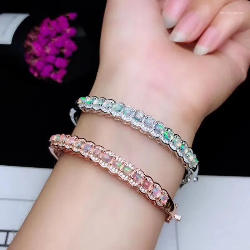 Autres bracelets 100% véritable et naturel Opal Bangle 925 Sterling Silver Fine Jewelry OpalBangle1