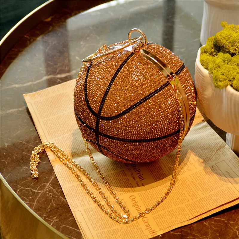 Dise ador Baloncesto Bola Redonda Bolsos De Mano Dorados Crossbody