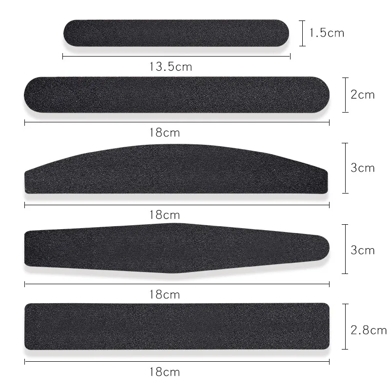 10pcs Black Replacement Sand Paper Nail File With Stainless Steel Handle Double-sided metal Nail Buffer 100/180 Manicure Sanding
