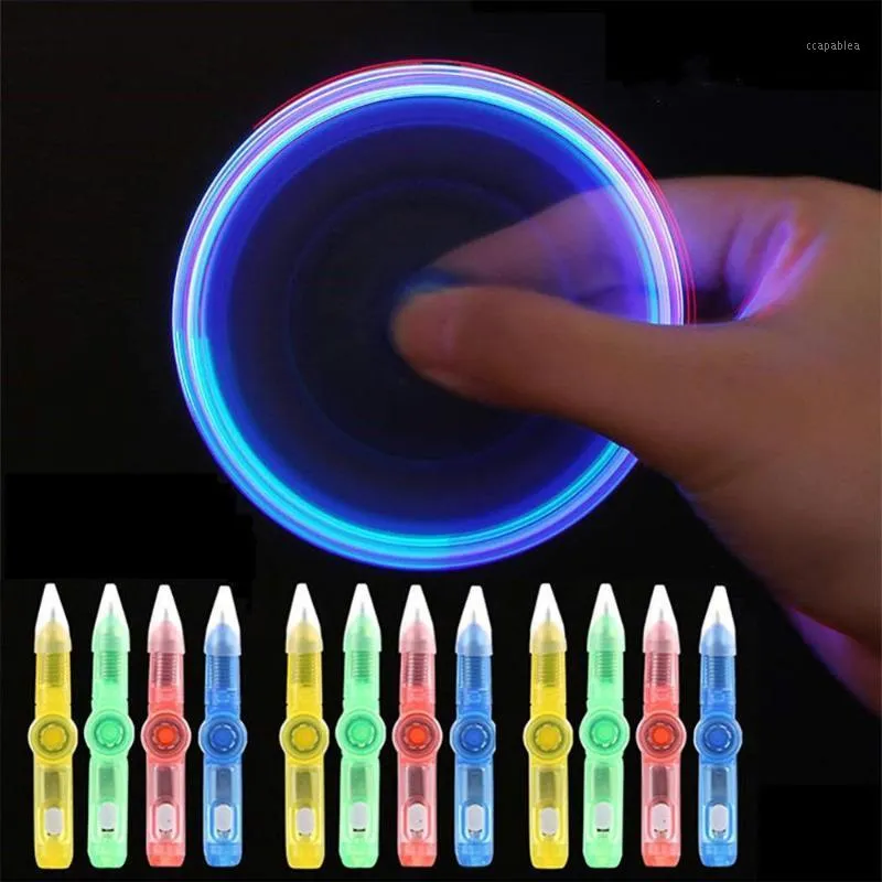 Adeeing LED colorido luminoso bolígrafo giratorio bola giratoria punto de aprendizaje suministros de oficina Color aleatorio r571