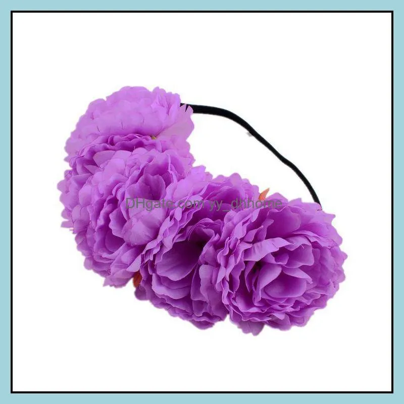 11cm Large Peony Artificial Flower Wreath Headband Home Wedding Party Decoration DIY Craft False Flower Garland Hair Band