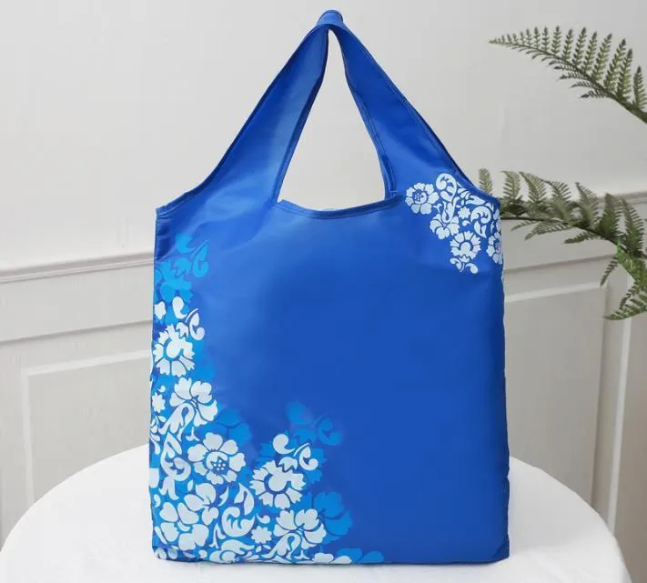 Foldable Shopping Bag Chinese Style Reusable Eco-Friendly Groceries Bags Durable HandBag Home Folding Storage Bags Pouch Tote SN3226