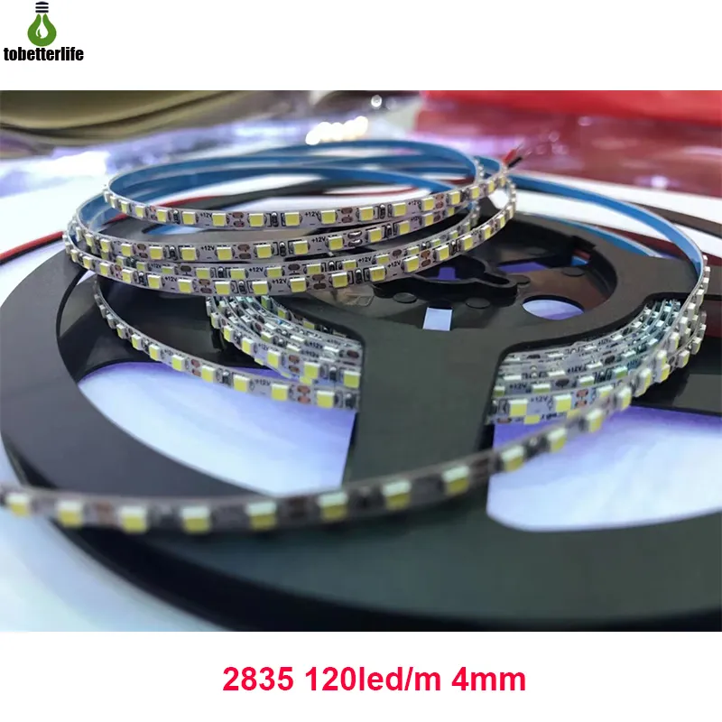 4mm Breedte 5m 2835 LED Strip Tape 120LED / M 12 V Flexibel Koud Wit Warm Wit Wit Blauw Groen Rood Geel IP20