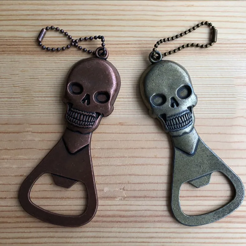 Vintage Skull Beer Bottle Opener Keychain Skeleton Outdoor Portable Opener for Bar Bartender Creativity Kitchen Tools V2