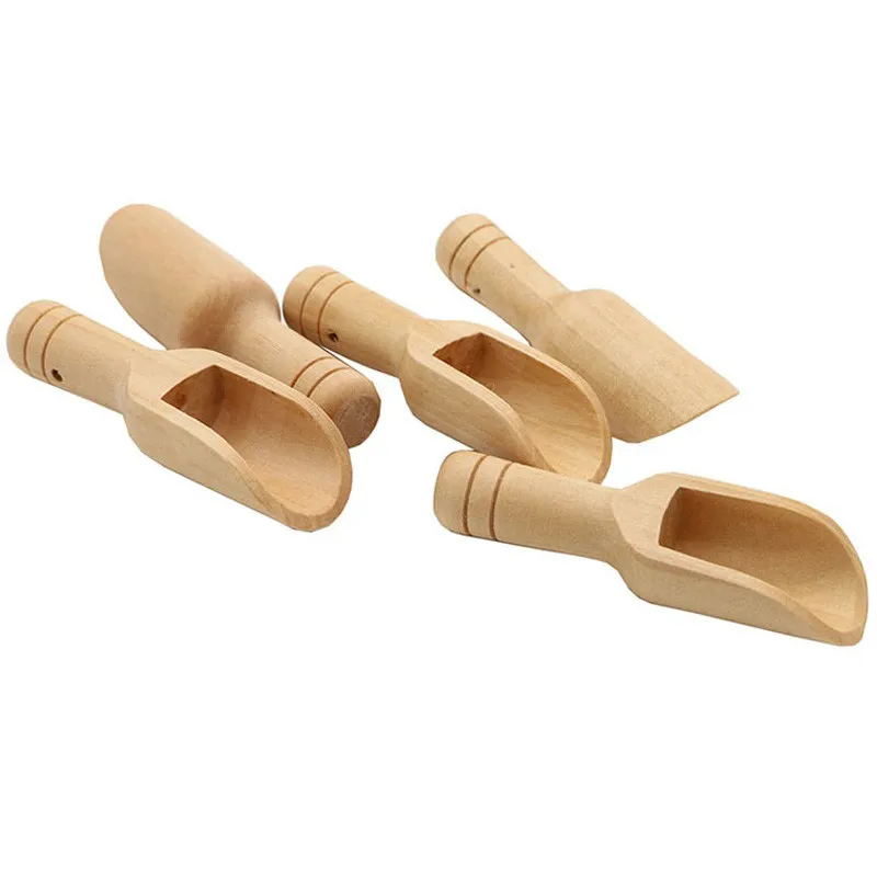 Wooden Powder Spoon Bath Shower Salts Mini Scoops Spoon SPA Tool Laundry Detergent Kitchen Spice Scoop