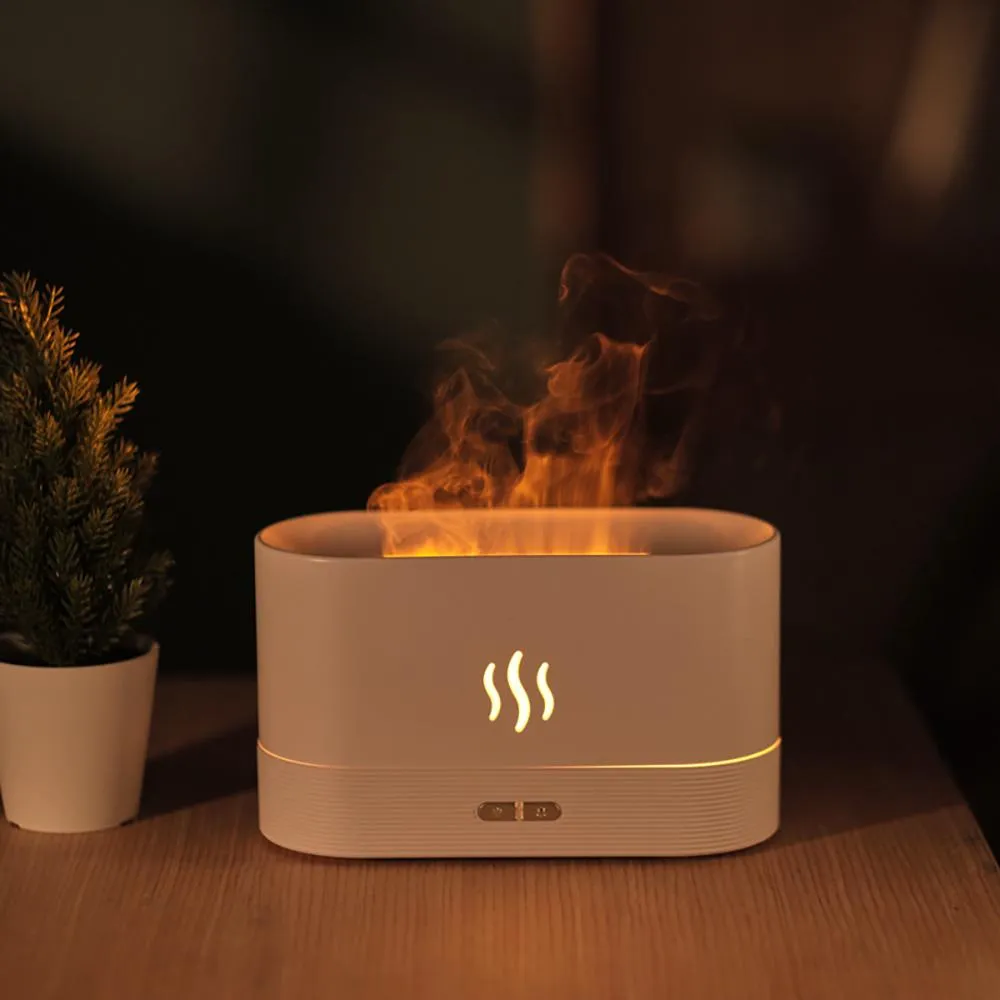 Simulation Flame Light Aroma Air Humidifier USB Ultrasonic Essential Oil Diffuser Auto Shut-off For Home Aromatherapy Diffuser new