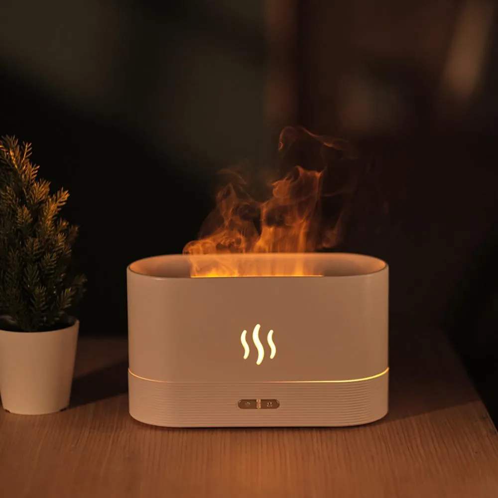Simulation Flame Light Aroma Air Humidifier USB Ultrasonic  Oil Diffuser Auto Shut-off For Home Aromatherapy Diffuser new