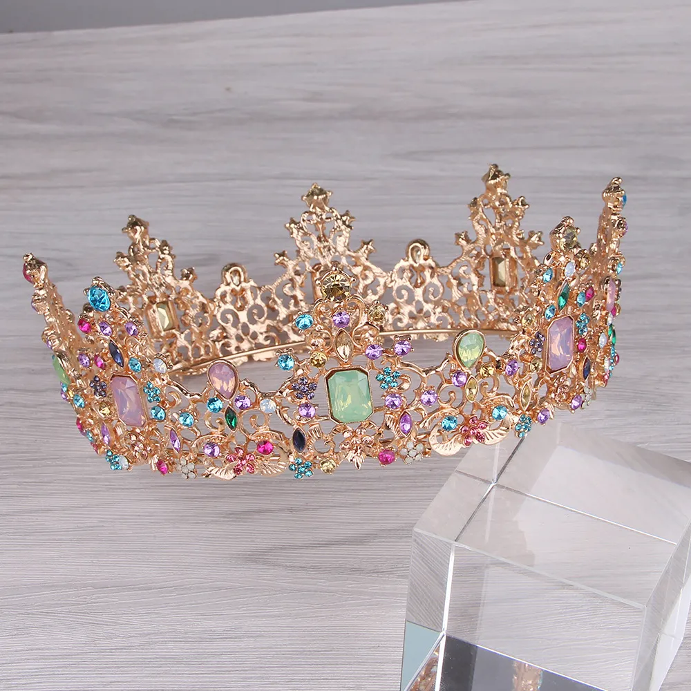 Vintage Multicolor Rhinestone Gold Tiara Amazon.com: TOBATOBA Tiaras for Women, Multicolor Tiara Gold  main image 4