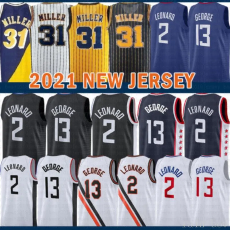 2021 New Kawhi Basketball Jersey 2 Leonard Mens Paul 13 George Malha Retro Reggie 31 Miller Victor 4 Oladipo Multi