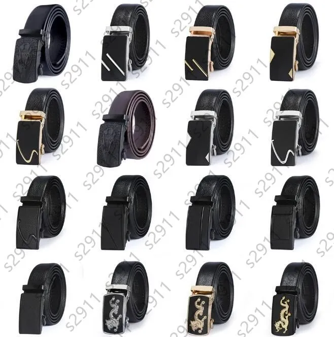 Designer Fashion Leisure Belt Classic Luxury Men's Automatic Smooth Buckle Business 16 Style Leather Belt Men