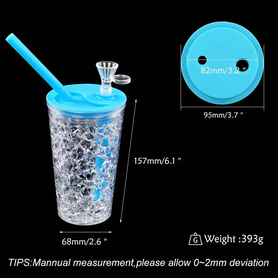 Diepvriezer Cup Water Pijp 6.1 "Bong DAB Rigs Siliconen Plastic Bongs Smedig Pijpen voor Droog Kruid met glazen kom