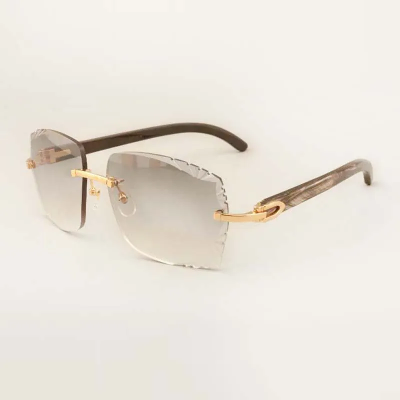 HIgh-end sunglasses 3524014 with natural black textured buffs horn and engraving lens glasses, 58-18-140mm