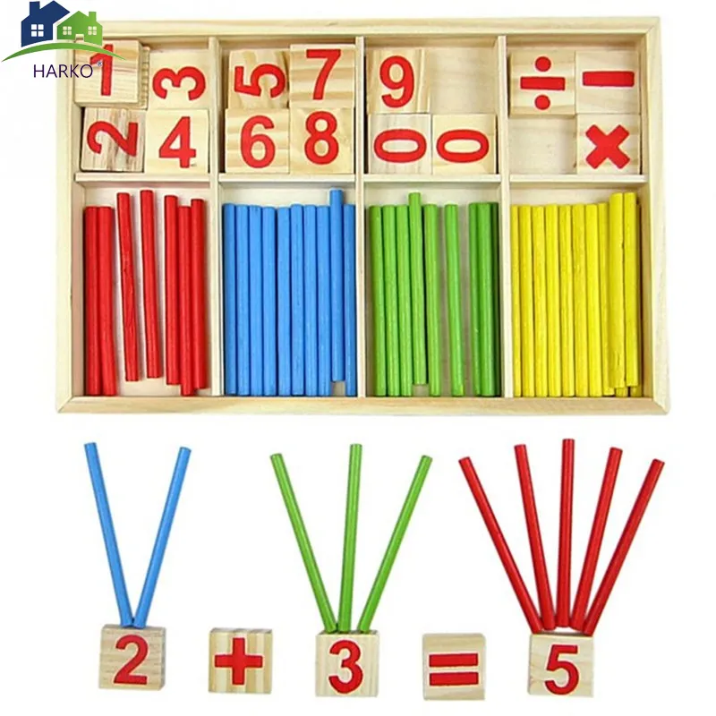 1Set Figure Blocks Counting Sticks Education Toys Wooden Montessori Kids Mathematical Kids Learning Toys Educational Children Regalo per bambini