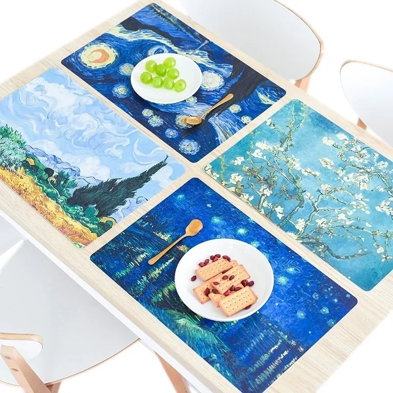 Individual Table Mat PVC Insulation Pad Drink Coaster Flower Christmas Placemat Bowl Dining Kitchen Accessories Decoration Home T200703