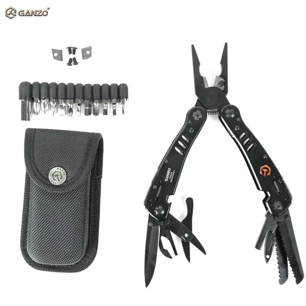 GANZO G302 G302B Çok Aracı Bıçak Pense EDC Araçları Katlanır Multitool Pense Leke İşlevli Survival Bıçak Bits Katlanır Pense Y200321