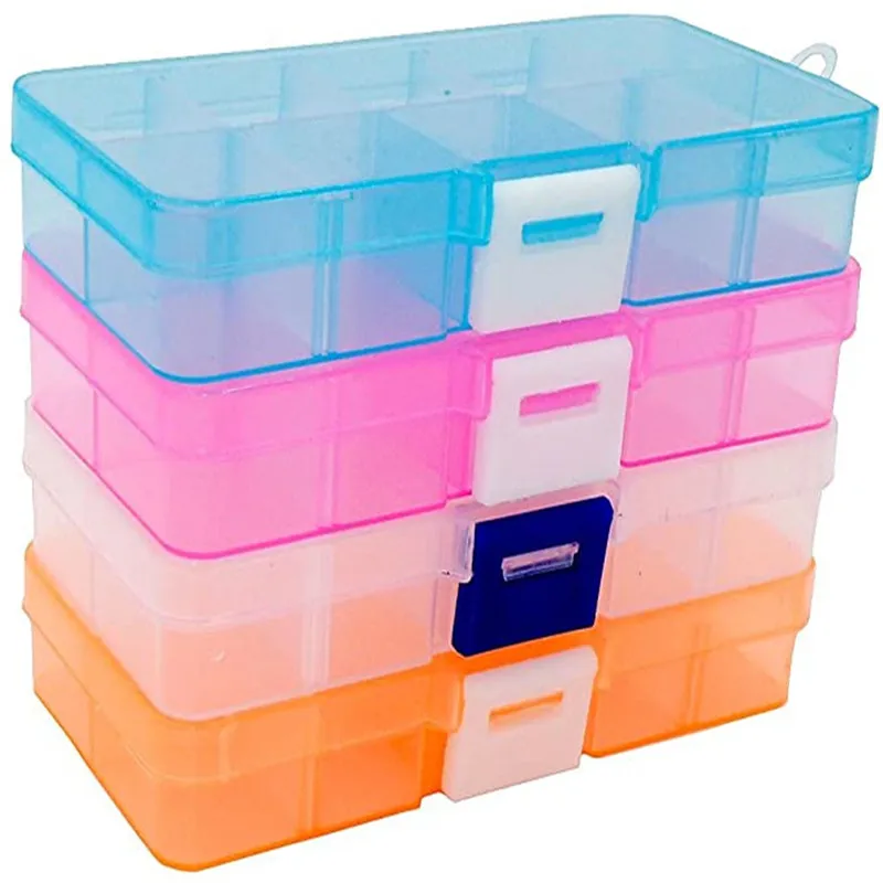 Transparent Plastic 10 Slots Organizer Storage Box Display Case