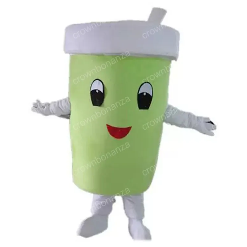 Costume da mascotte con tazza verde di Halloween Abiti da personaggio dei cartoni animati di alta qualità Taglia per adulti Abito da esterno per festa di compleanno di carnevale di Natale