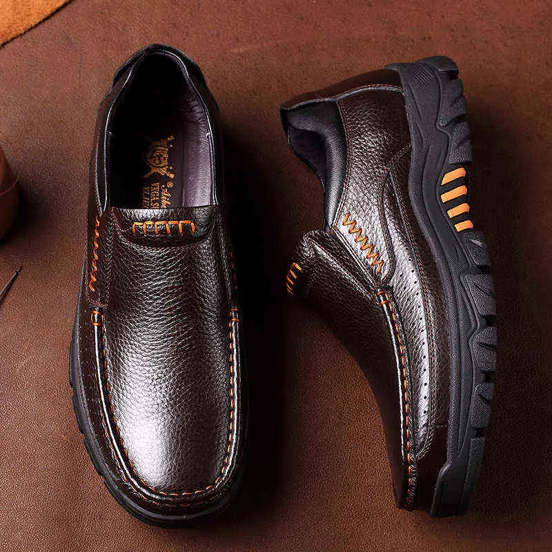 حذاء اللباس New2022 حديثا الرجال جلد طبيعي الحجم 38-46 رئيس لينة المضادة للانزلاق القيادة الرجل الربيع الأعمال 220223
