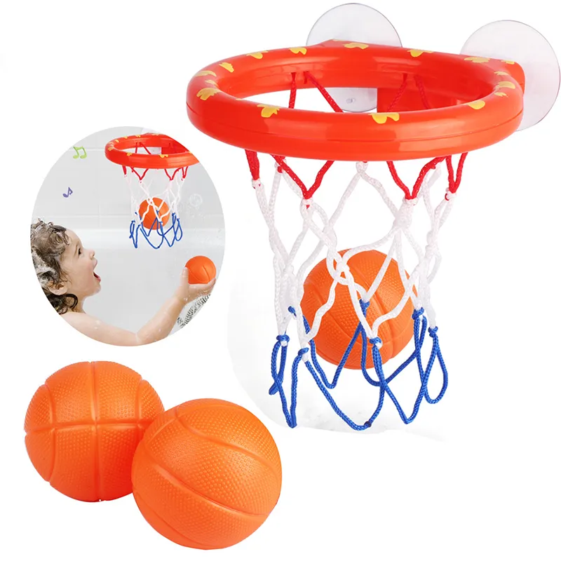 Canestro Panier da Caméra Bébé Bain Jouets Tout-petit Tir Panier Baignoire Jeu D'eau Ensemble Pour Bébé Filles Garçons Avec 3 Mini Ballons De Basket En Plastique Drôle De Douche