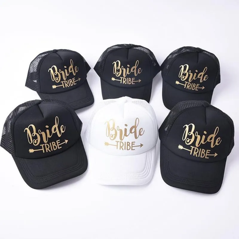 Bride Tribe Snapback Trucker Mesh Hat Lettere dorate Freccia Berretto da baseball da sposa1