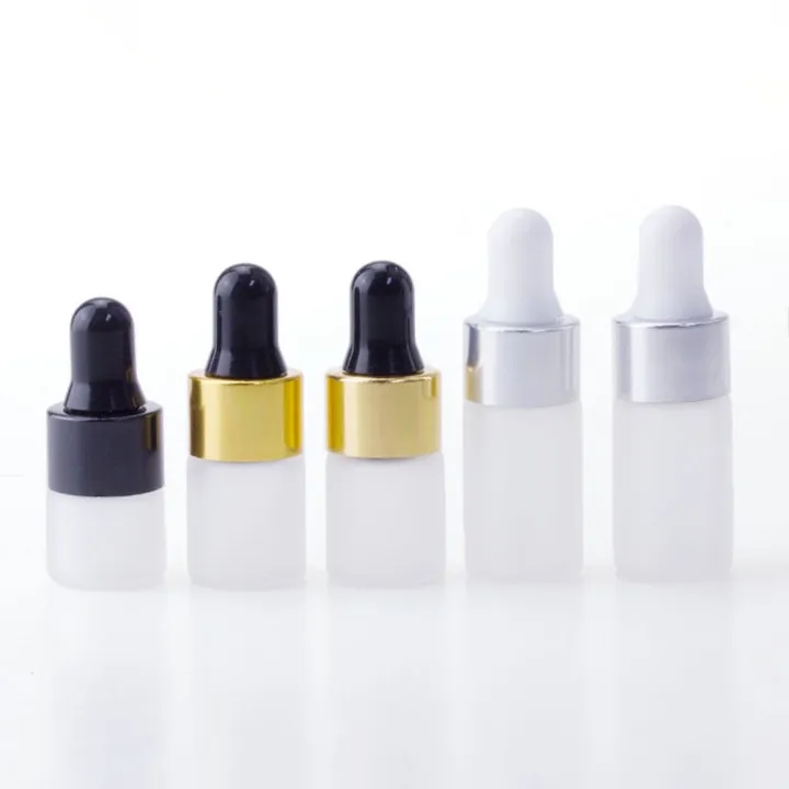 UV-proof & Light-proof Frosted Tester Perfume Oil Bottle with Aluminum Dropper Lid 1ML 2ML 3ML 5ML Sample Frosted Beard Oil Face oil Dropper Bottle Freeship