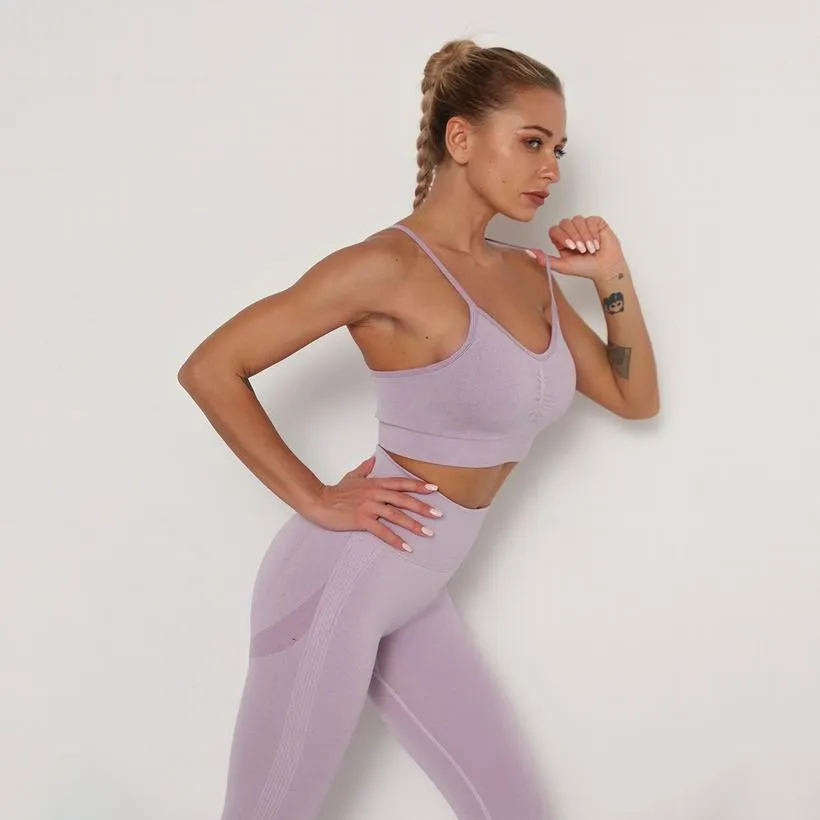 Nouveaux ensembles de Yoga femmes Leggings sans couture soutien-gorge de sport pantalons de Yoga vêtements de sport Fitness entraînement costume de sport vêtements d'entraînement confortables