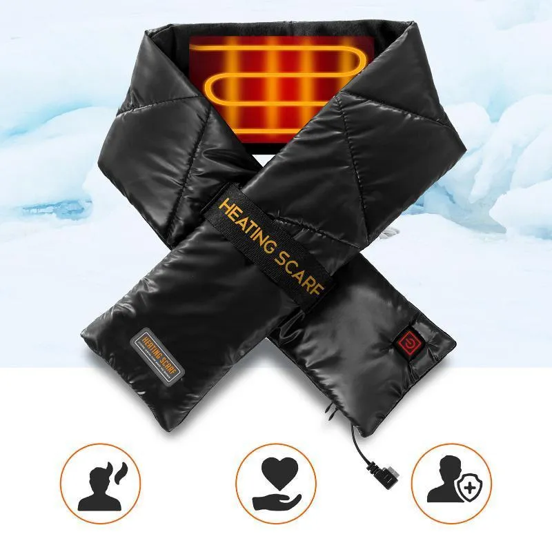 3-timmars temperaturjusterbar uppvärmd halsduk Smart vindtät USB Electric Heating Warm Neckerchief Thermal Wrap Scarves Cycling Caps Masks