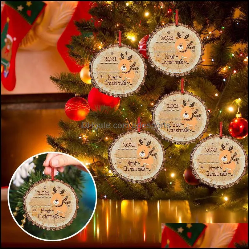 Christmas Decorations Cute Tree Acrylic Pendant 2021 Decoration Wedding Tags Baby Shower Christening Favors