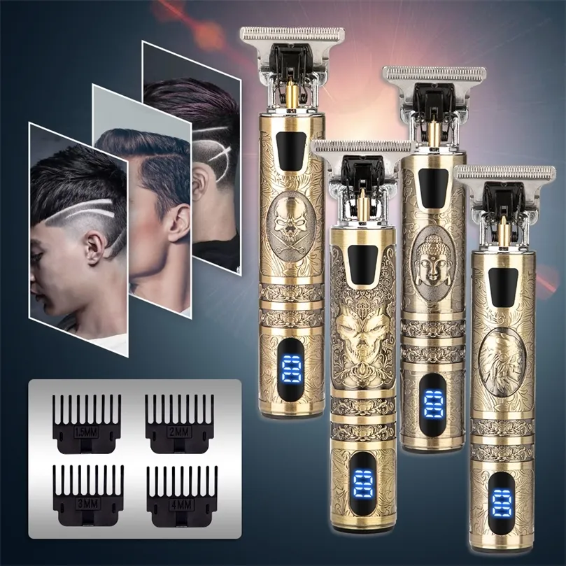 Tondeuse à cheveux pour hommes Machine de coupe professionnelle Rasoir électrique Barbe rechargeable Dragon Barber Shop Tondeuse Set T9 220312