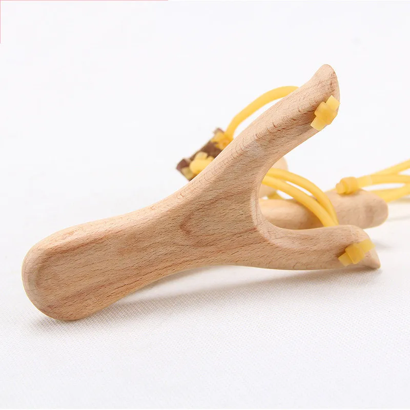 Children`s Wooden Slingshot Rubber String Traditional Hunting Tools Kids Outdoor Play Sling Shots Shooting Toys Handheld Wood Slingshot