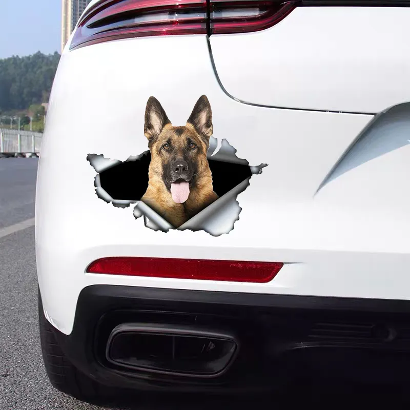 B0134 Självhäftande 3D-dekal Pet Dog German Shepherd Car Sticker Vattentät Auto Decors On Bumper Bakfönster Trollakall