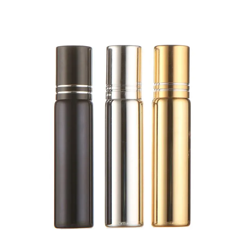 10ML UV Plating Atomizer Mini Refillable Portable Perfume Bottle Spray Bottles Sample Empty Containers Gold Silver Black Color LX4114