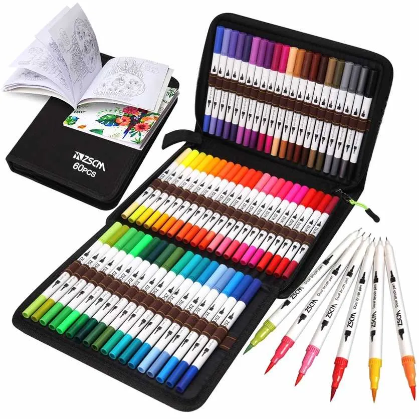 12/24/30 Pcs Dual Brush Pens Art Markers, Artist Fine & Brush Tip Pen  Coloring Markers for Kids Adult Coloring Book Bullet Journaling Note Taking  Lettering Calligraphy Drawing Pen Art Craft Supplies Kit