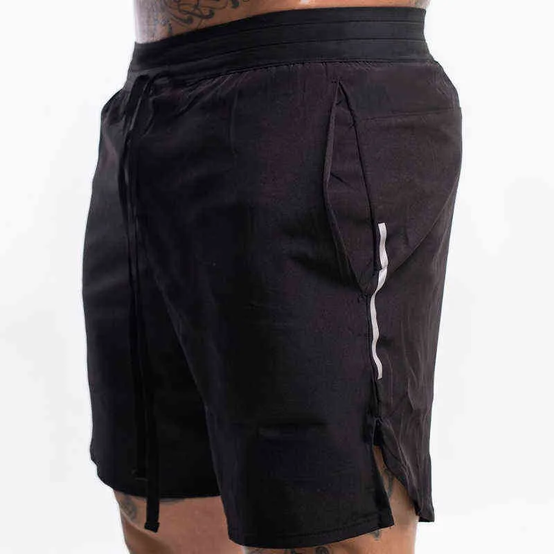 Men Sports Shorts Summer Muscle Muscleout Outdoor Running Running Lace-Up Ci-of Pocket Training Split 220312