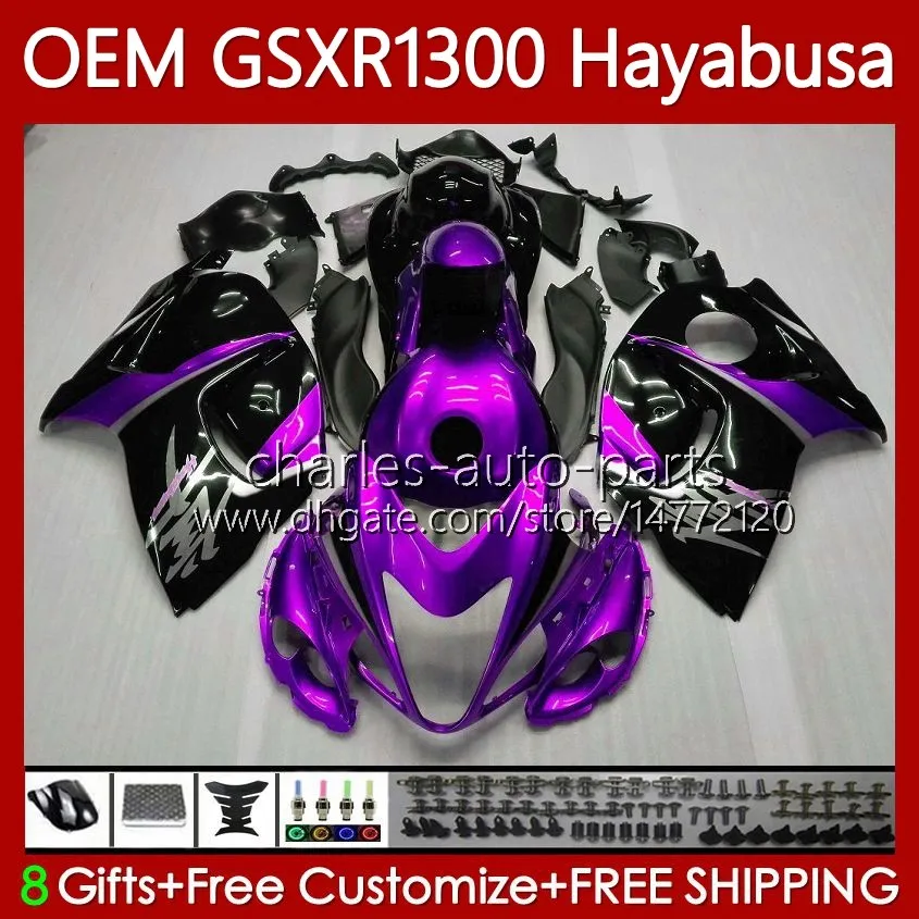 OEM kåpa för SUZUKI Hayabusa GSXR-1300 2014 2015 2016 2017 2018 2019 77No.107 GSXR 1300 CC GSX R1300 08-19 1300CC 90 GSXR11 Purction 1 In 30 08301 Purction 1 ple svart