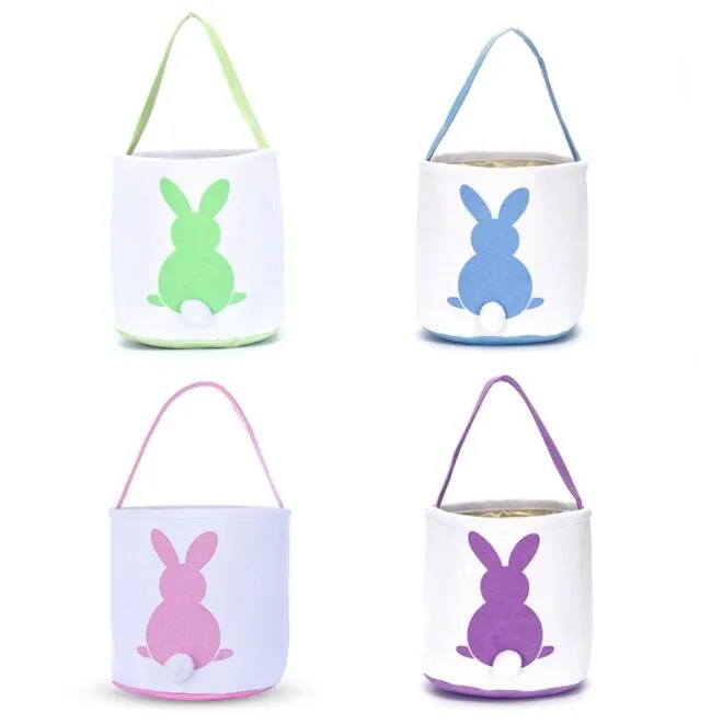 Easter Rabbit Basket Easter Bunny ear Bags Rabbit Canvas Tote Bag easter Egg children Candy gift Baskets 4 Colors