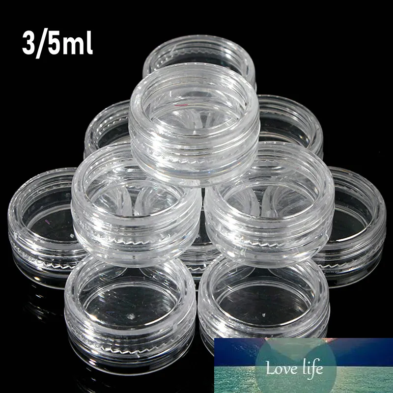 12 sztuk 3 ml / 5ml Wyczyść próbkę kosmetyczną Mini Pot / Jar Box Box Biżuteria Koralika Małe okrągłe kontenerów Słoiki Makijaż Organizator